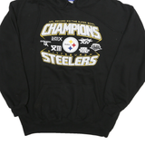 REEBOK Mens Black Pittsburgh Steelers Champions Hoodie L Cotton Blend Pullover