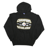 REEBOK Mens Black Pittsburgh Steelers Champions Hoodie L Cotton Blend Pullover
