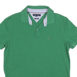 TOMMY HILFIGER Mens Green Slim Fit Short Sleeve Polo Shirt L Cotton Blend