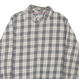 TOMMY HILFIGER Mens Grey & Cream Check Shirt L Cotton Blend Long Sleeve Casual
