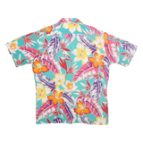 ISLANDER Mens Turquoise Floral Hawaiian Rayon Shirt M Summer Casual Vacation