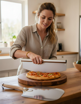 Anygleam 35.5x30.5cm Pizza Cutter and Shovel With Foldable Wooden Handle Bakeware Kitchen Tools No Oxidation