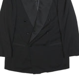 HUGO BOSS Mens Black Wool Double Breasted Jacket M Woven Satin Lapel Formal