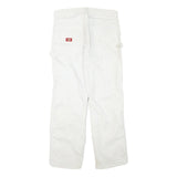 DICKIES Mens Cotton Blend White Regular Straight Trousers W31 L29 Workwear Zip