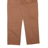 Mens Cotton Blend Brown Relaxed Cargo Trousers W33 L28 Utility Casual Zip