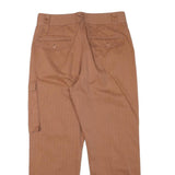 Mens Cotton Blend Brown Relaxed Cargo Trousers W33 L28 Utility Casual Zip