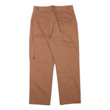 Mens Cotton Blend Brown Relaxed Cargo Trousers W33 L28 Utility Casual Zip