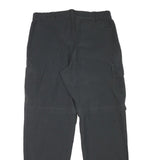 TREVOLUTION Mens Relaxed Black Polyester Blend Zip Trousers W32 L31 Cargo Style