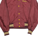WEST WIND Mens Maroon Nylon Button Jacket L Plain Classic Retro Casual Vintage