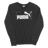 PUMA Womens Black Cotton Crew Neck UK 10 Logo Print Sweatshirt Casual