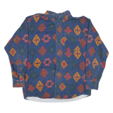 REVIEW BAXTER Mens Blue Pattern Cotton Blend Shirt M Button-Down Collar Long