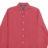 TOMMY HILFIGER Mens Red Slim Shirt S Button-Down Collar Cotton Blend Casual