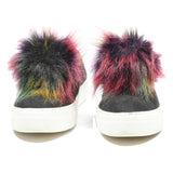 STEVE MADDEN Womens Black Synthetic Slip-On Trainers UK 5.5 Fur Detail Platform