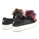 STEVE MADDEN Womens Black Synthetic Slip-On Trainers UK 5.5 Fur Detail Platform