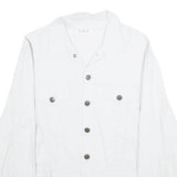 O.K.O. Womens White Button Jacket S Polyamide Blend Classic Plain Button Closure