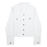 O.K.O. Womens White Button Jacket S Polyamide Blend Classic Plain Button Closure