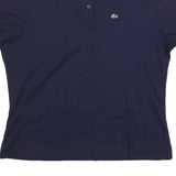 LACOSTE Womens Navy Blue Short Sleeve Plain Polo Shirt L Cotton Blend Classic