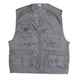 Mens Grey Utility Zip Jacket XL Polyester Blend Plain Multi Pocket Workwear Vest