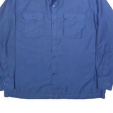 Mens Blue Pattern Long Sleeve Shirt L Button Front Casual Workwear Relaxed Fit