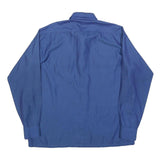 Mens Blue Pattern Long Sleeve Shirt L Button Front Casual Workwear Relaxed Fit