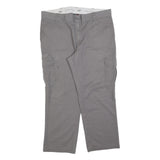 DICKIES Mens Cotton Blend Grey Regular Straight Trousers W40 L30 Workwear Casual