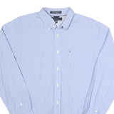 TOMMY HILFIGER Mens Blue Regular Fit Cotton Shirt M Button Down Collar Long