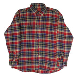 ELLEBI Mens Red Beige & Blue Check Shirt 2XL Cotton Long Sleeve Casual Button