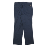 DICKIES Mens Cotton Blend Navy Regular Straight Trousers W36 L32 Workwear