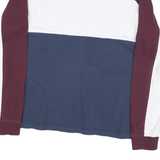 GUESS Mens Maroon & White & Blue Crew Neck L Cotton Blend Sweatshirt