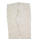 CARHARTT Mens Cotton Blend Beige Relaxed Straight Trousers W42 L32 Workwear