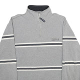 NAUTICA Mens Grey & White Quarter Zip Sweatshirt XL Cotton Blend Casual Pullover