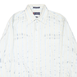 BRIGADE Mens White Blue Stripe Shirt M Cotton Blend European Fit Classic