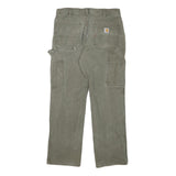 CARHARTT Mens Relaxed Green Cotton Blend Zip Trousers W33 L30 Workwear Painter