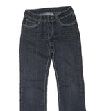 Womens Dark Blue Regular Fit Straight Denim Jeans Cotton Blend Zip W26 L28