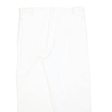 Womens White Relaxed Fit Cotton Blend Trousers W32 L25 Zip Closure