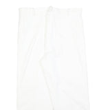 Womens White Relaxed Fit Cotton Blend Trousers W32 L25 Zip Closure