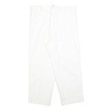 Womens White Relaxed Fit Cotton Blend Trousers W32 L25 Zip Closure