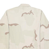 Mens Beige Cotton Blend Military Button Jacket M Plain Naval Seabees Style