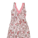 FOREVER21 Womens Pink Floral Print Cotton Blend Day Dress XS Lace Trim V-Neck