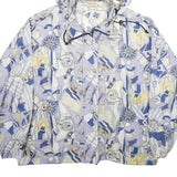 DAMART Womens Blue & Beige Nautical Print Jacket UK 6 Nylon Zip Hooded Casual