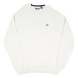 CHAPS Mens White Plain Cotton Blend Jumper Crew Neck Basic Knit 2XL Classic Fit
