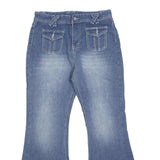 Womens Relaxed Flared Denim Light Blue Cotton Blend Jeans W30 L28 Pockets Zip