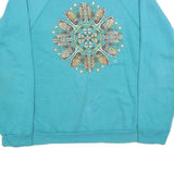 LSJ Womens Blue & Black Sweatshirt Collar M Butterfly Print Cotton Blend