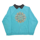 LSJ Womens Blue & Black Sweatshirt Collar M Butterfly Print Cotton Blend