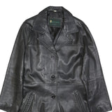 LAKELAND Womens Black Leather Button Jacket M Genuine Classic Smooth Finish
