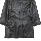 LAKELAND Womens Black Leather Button Jacket M Genuine Classic Smooth Finish
