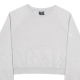 NIKE Womens White Cropped Crew Neck Sweatshirt S Embossed Logo