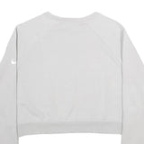 NIKE Womens White Cropped Crew Neck Sweatshirt S Embossed Logo