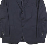 BOGGI Mens Navy Blue Wool Classic Jacket L Button Closure Tailored Plain