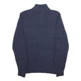 CHAPS Mens Navy Patterned Jumper Pullover 1/4 Zip Cotton Size S Casual Knitwear